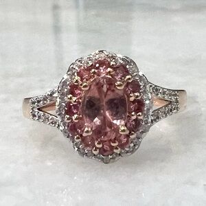 Red Apatite Multigemstone 18K Vermeil RG Sterling Silver Split Band Ring Sz 7